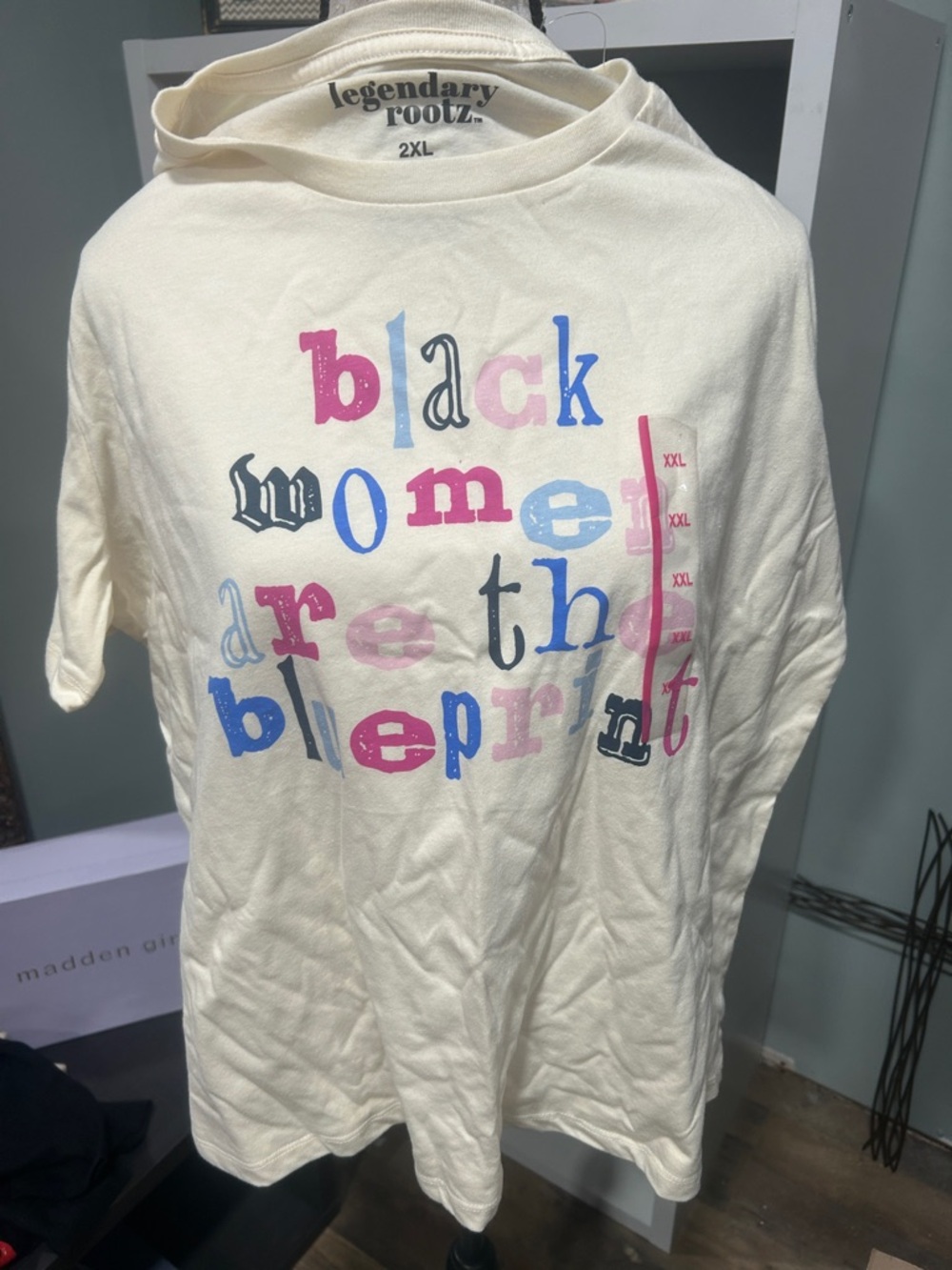 Legendary Rootz Cream Short Sleeve Tee - "Black Women Are The Blueprint" Graphic